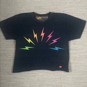 Aviator Nation Tee with Rainbow Lightning Bolts Small